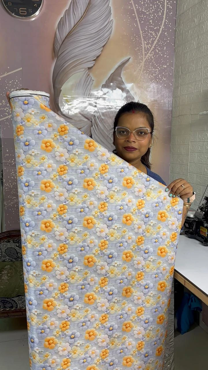 Waterproof Fabric (60 inch pana-multi color)-flower print (1 meter)