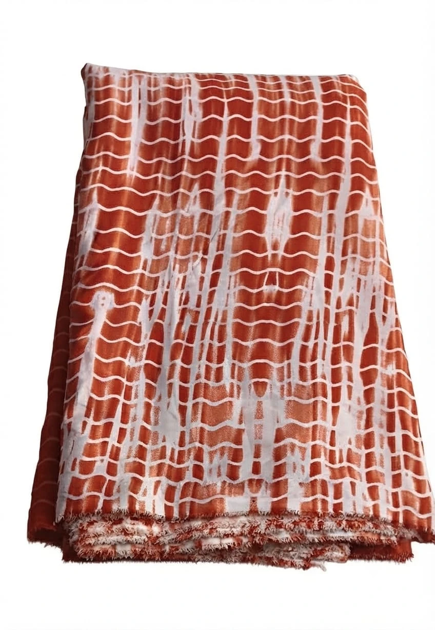 Butter Crepe Fabric (40-inch Pana)-  Red & white (1 meter)