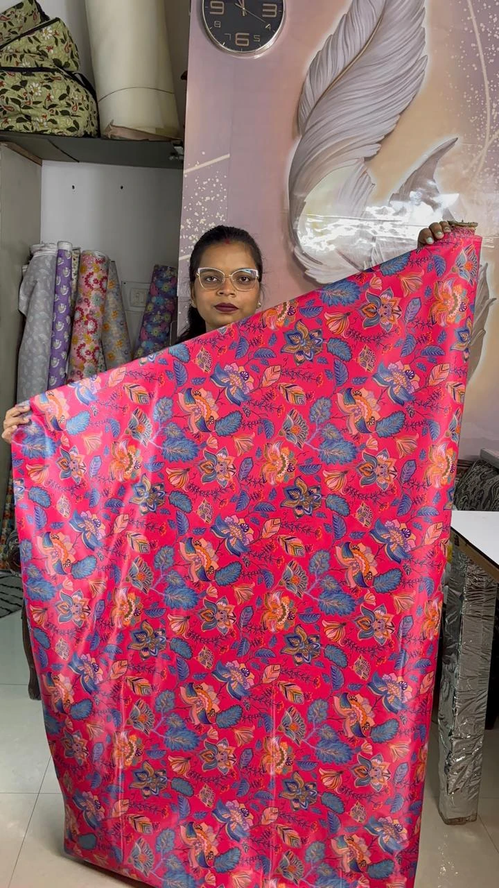 Waterproof Fabric (60 inch pana-pink color)-flower print (1 meter)
