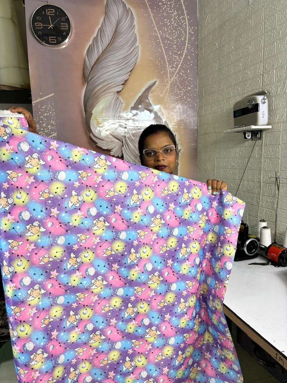 Waterproof Fabric (60 inch pana-multi color)-star print (1 meter)
