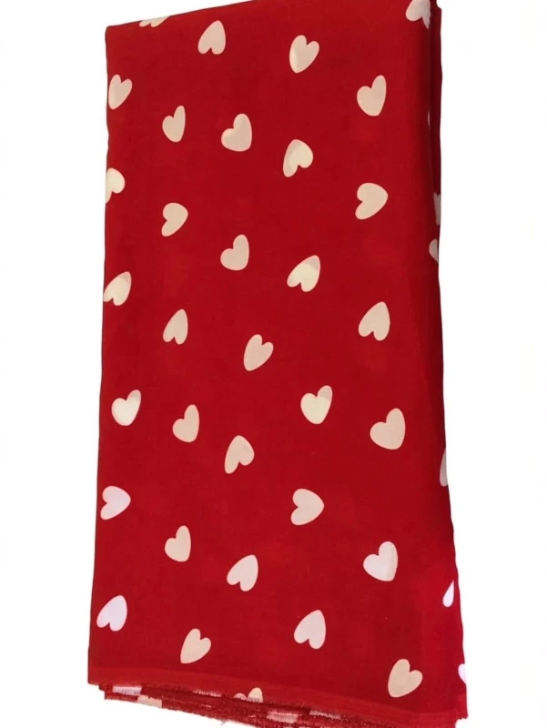 Butter Crepe Fabric (40-inch Pana)-  Red & white (1 meter)